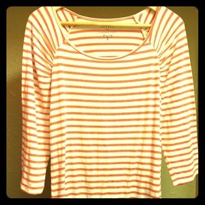 Velvet 3/4 sleeve stripe  tee